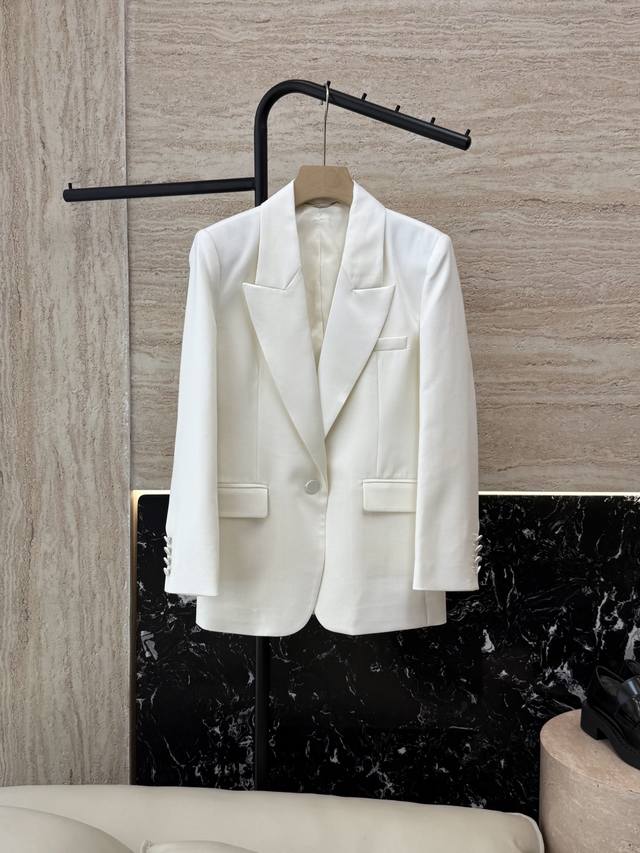 Xz093#新款外套 Ysl 超级大爆款 30%羊毛 西装料长袖外套 黑色 白色 Smlxl