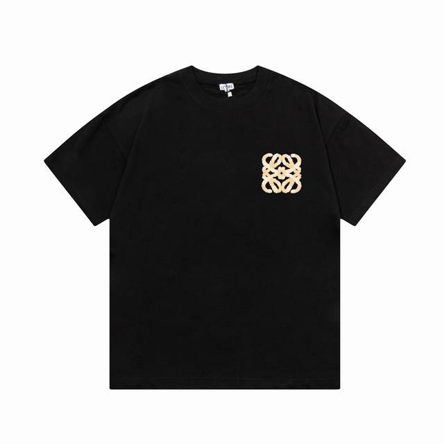 Loewe 罗意威 2025新款 毛巾绣字母Logo 男女同款 短袖T恤 定制320克100％双纱纯棉面料 定染32支双股螺纹 领标吊牌主唛三标齐全 颜色：黑色