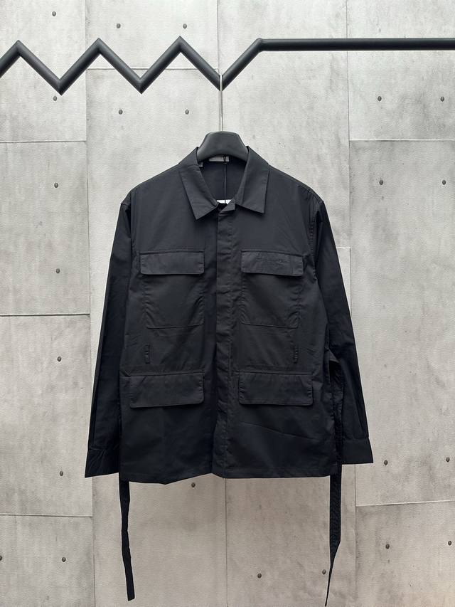 Dior 迪奥2025Ss口袋搭扣腰带衬衫 黑色棉府绸Christian Dio.R Couture 刺绣 尺码：S M L Xl