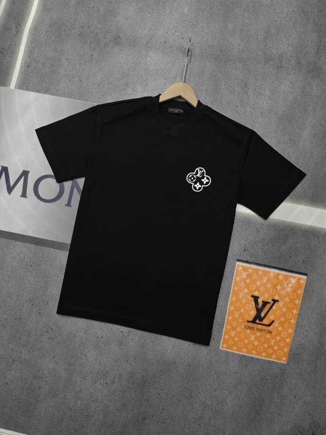 实拍 Nfc芯片感应 Louis Vuitton 路易威登 短袖T恤 Lv驴牌 背后铁链Logo字母印花短袖T恤 男女同款 面料：原版同步330克重双纱100%
