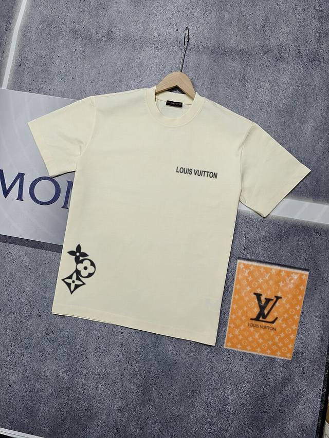 实拍 Nfc芯片感应 Louis Vuitton 路易威登 短袖T恤 Lv驴牌 三花字母Logo印花短袖T恤 男女同款 面料：原版同步330克重双纱100%纯棉