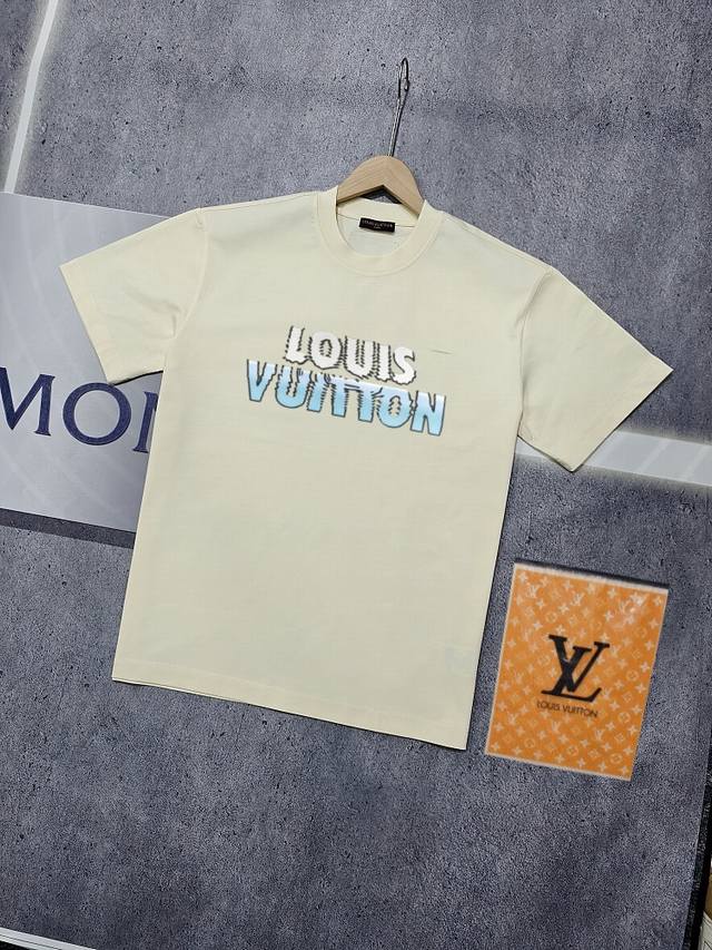 实拍 Nfc芯片感应 Louis Vuitton 路易威登 短袖T恤 Lv驴牌 简约Logo字母印花短袖T恤 男女同款 面料：原版同步330克重双纱100%纯棉