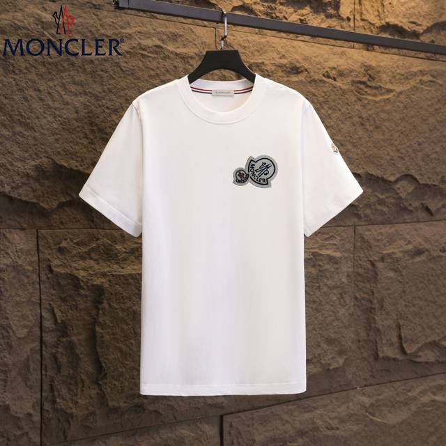 实拍 Nfc芯片感应 Moncler 蒙口 短袖T恤 2025专柜同步发售新款刺绣章仔标识短袖T恤 面料：原版同步300克重双纱100%纯棉 超高质感，丝滑厚实