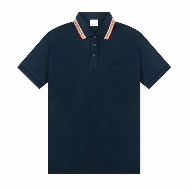 全新克重270克 Bur春夏翻领Polo衫新款 彩虹领口织带Tb字母田岛刺绣工艺，领子拼织设计，内门襟拼接经典条纹织带，定制字母标识纽扣，细节到位，采用 100