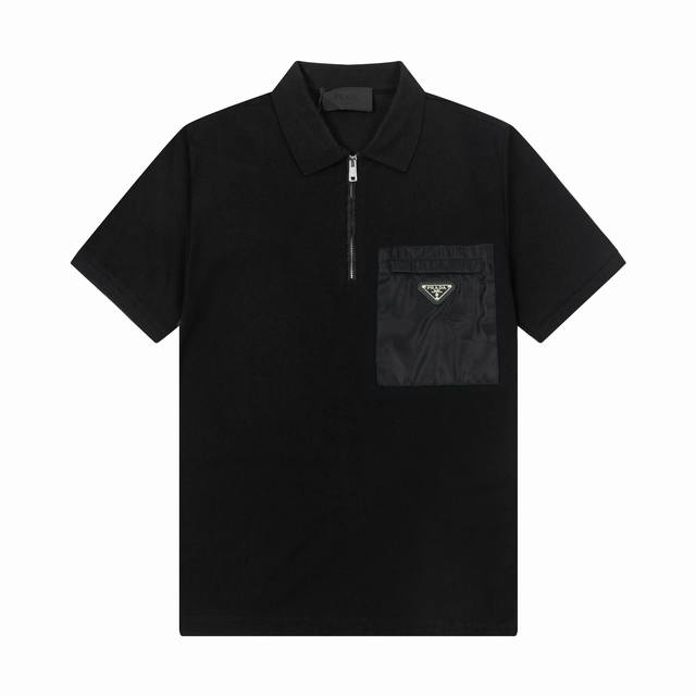 品牌：普拉达 Prada 面料：纯棉丝光珠地 克重：230 颜色：黑色 白色 尺码：M-Xxl 原版定制1：1细节还原 三标Logo齐全 拉链钢印Logo 高端
