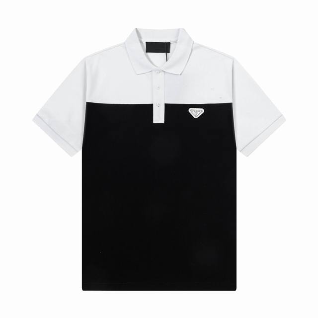 品牌：普拉达 Prada 面料：纯棉丝光珠地 克重：260 颜色：黑色 白色 灰色 尺码：M-Xxl 原版定制1：1细节还原 三标Logo齐全 高端定制 刺绣L