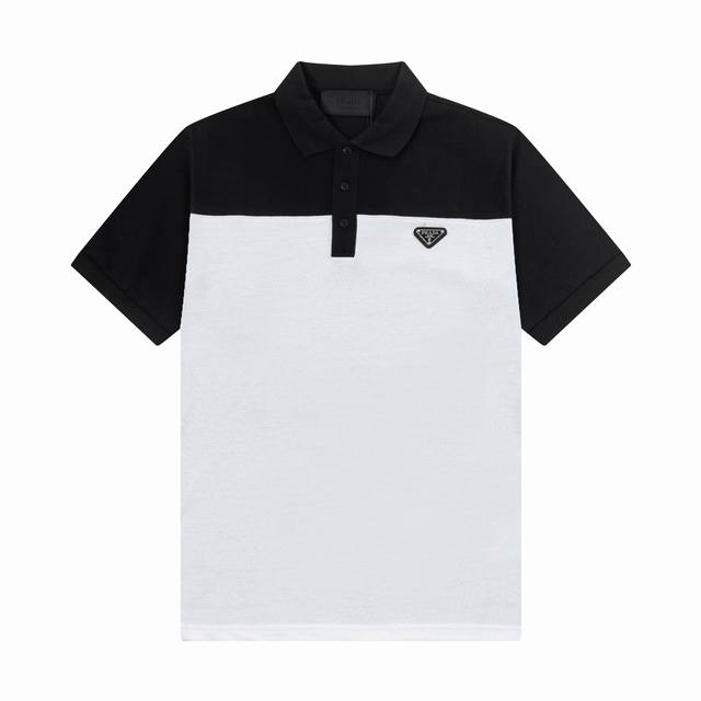 品牌：普拉达 Prada 面料：纯棉丝光珠地 克重：260 颜色：黑色 白色 灰色 尺码：M-Xxl 原版定制1：1细节还原 三标Logo齐全 高端定制 刺绣L