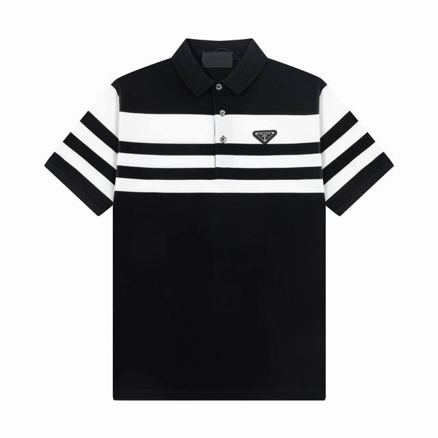 品牌：普拉达 Prada 面料：纯棉丝光珠地 克重：260 颜色：黑色 白色 尺码：M-Xxl 原版定制1：1细节还原 三标Logo齐全 高端定制 珠地布短袖P