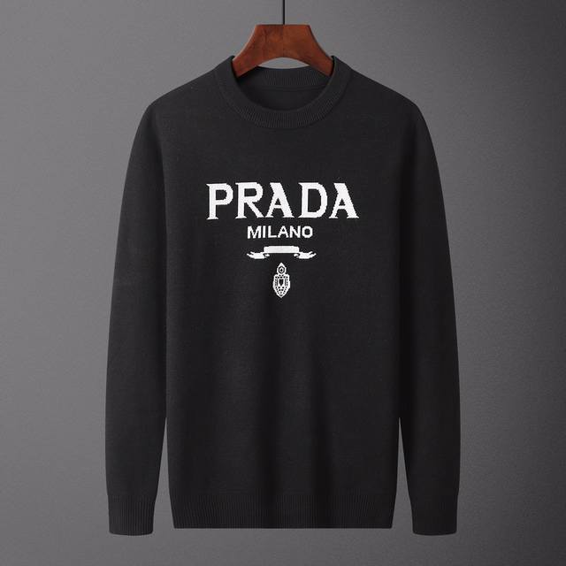 Prada，毛衣，款号M2165#，码数:M-Xxxl，面料: 莫代尔.抗起球，颜色:黑色