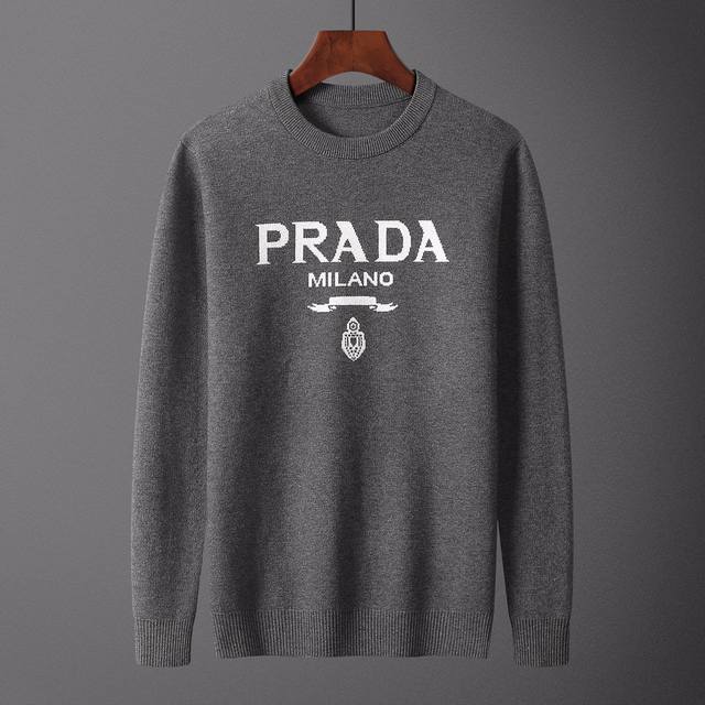 Prada，毛衣，款号M2165#，码数:M-Xxxl，面料: 莫代尔.抗起球，颜色:灰色