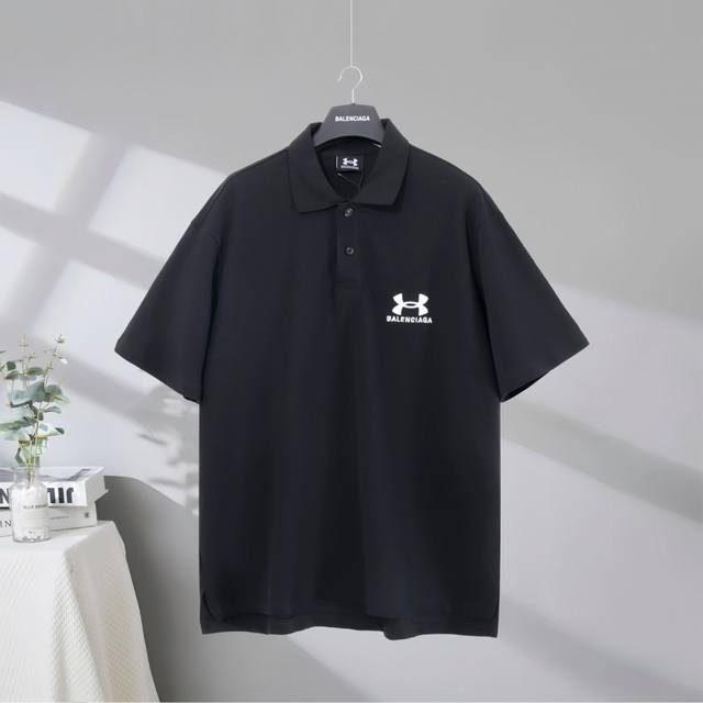 B195# 市场顶级品质 Balenciaga 巴黎世家2025Ss 安德玛联名翻领Polo衫刺绣字母短袖T恤 Logo采用进口田岛刺绣工艺 市场顶级的质量 官