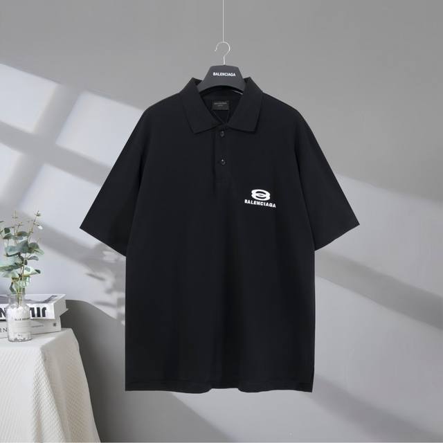 B195# 市场顶级品质 Balenciaga 巴黎世家2025Ss 经典双环字母翻领Polo衫刺绣字母短袖T恤 Logo采用进口田岛刺绣工艺 市场顶级的质量