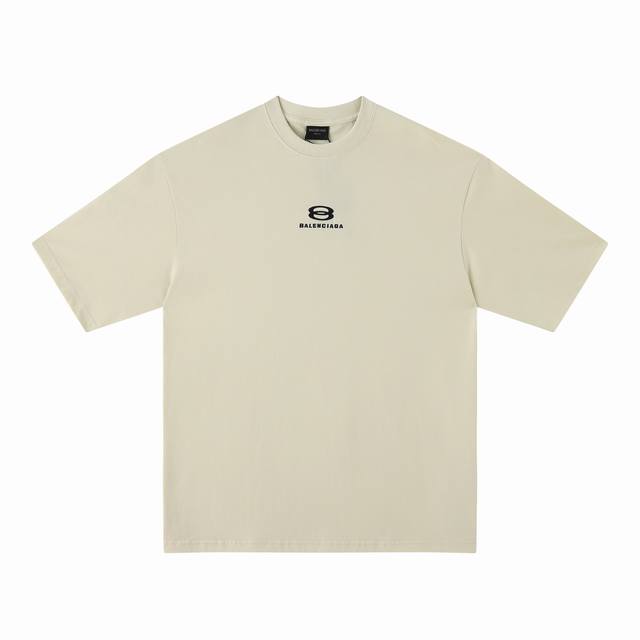 F021# 夏季新款经典8B双环刺绣短袖T恤衫 男女款 码数 : S M L Xl 颜色 : 黑 米