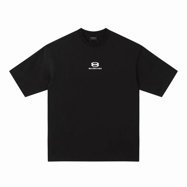 F021# 夏季新款经典8B双环刺绣短袖T恤衫 男女款 码数 : S M L Xl 颜色 : 黑 米