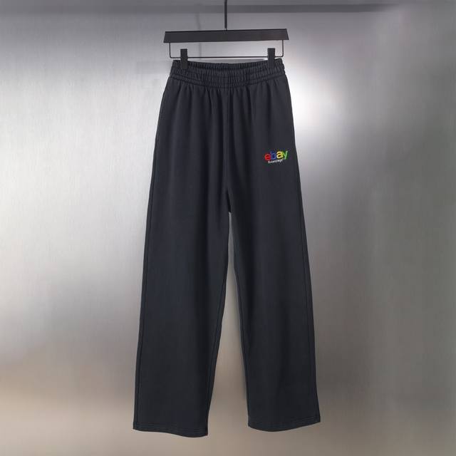 Aa006# 炒色洗水做旧Ebay刺绣长裤卫裤 男女款 颜色：黑 码数：S M L Xl