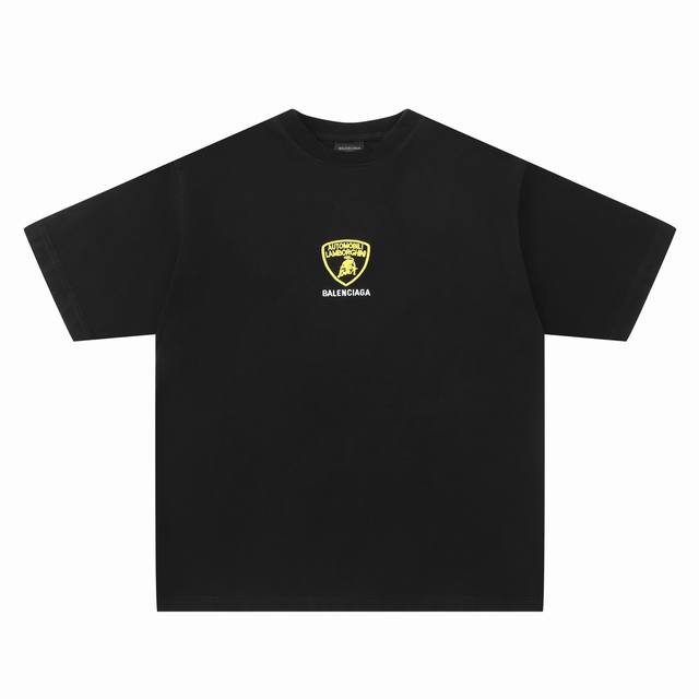 Cx22# 联名款兰博基尼Logo刺绣运动短袖T恤 男女款 颜色 : 黑 码数 : 1 2 3 4