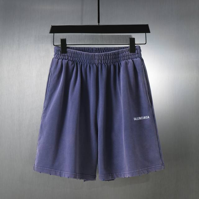 D007# Back Hoodie中号版型卫裤短裤 Balenciaga 经典款天花板级别炒色洗水磨破 英文字母Logo标刺绣 宽松版型 男女同款 码数 : S