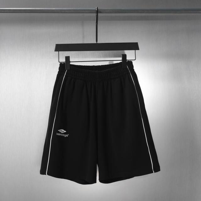 D011# 经典运动系列3B Sports 小刺绣双边短裤球裤沙滩裤 男女款 颜色：黑 码数：S M L Xl