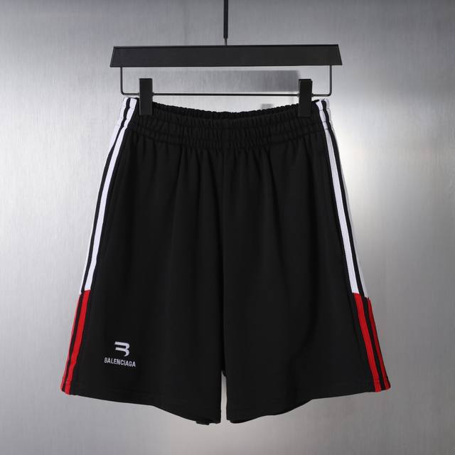 34106# 夏季新款潮牌3B字母刺绣拼接宽松短裤男时尚运动五分裤 男女款 颜色：黑 白 码数：S M L Xl