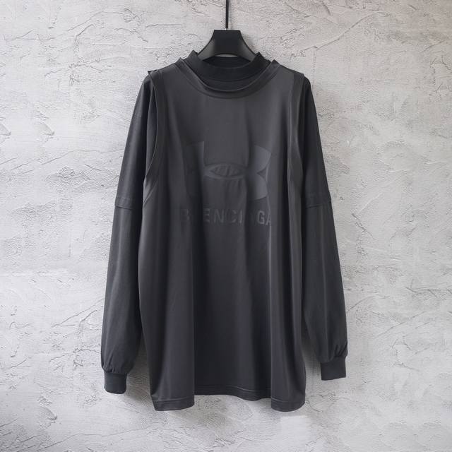 Cx21# 安德玛立体裁剪假三件背心立体印花长袖T恤 男女款 颜色：红 黑 灰 码数：1 2 3 4