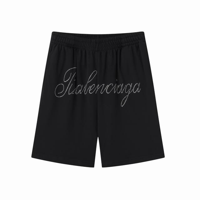 D008# 英文字母烫钻短裤五分裤 男女款 码数：S M L Xl 货号：D008 颜色：黑
