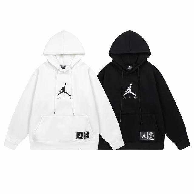 676#Aj飞人加绒卫衣 黑 白 M-Xxl