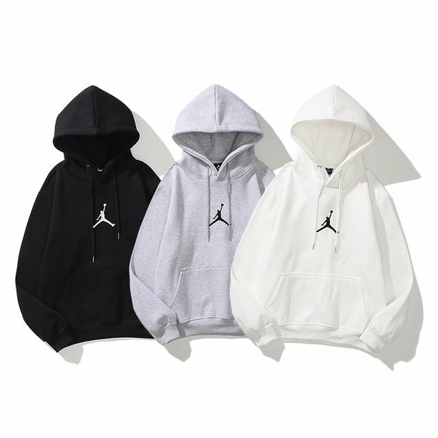 3025#Aj飞人加绒卫衣 黑 白 灰 M-Xxl