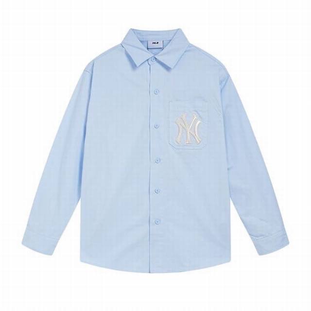 V816# Mlb官方 男女情侣老花衬衫刺绣大Logo时尚休闲潮23夏季新款 Wsm01 颜色： 黑色 蓝色 白色 码数：S 建议100斤以内 M 建议120斤