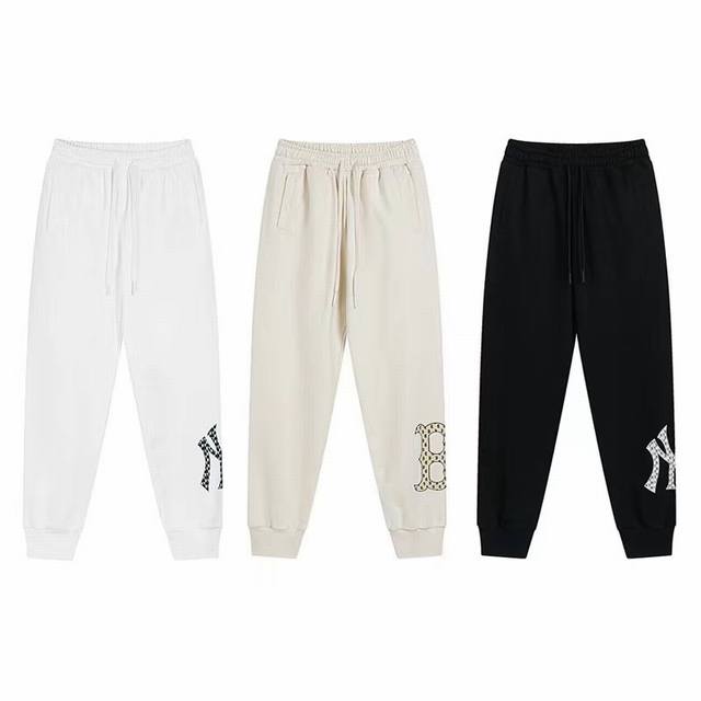 902 Mlb官方 男女情侣老花系列运动长裤时尚休闲裤子24夏季新款Ptm03 面料：380克纯棉羊毛圈 颜色：黑色 奶油色 码数：S 建议130斤以内 M 建