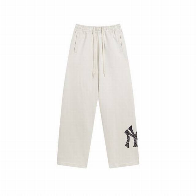 V811# Mlb官方男女情侣老花印花Logo运动长裤时尚休闲裤23秋季新款Ptm02 面料：380克纯棉羊毛圈 颜色：黑色 奶油色 深蓝 码数：S 建议130