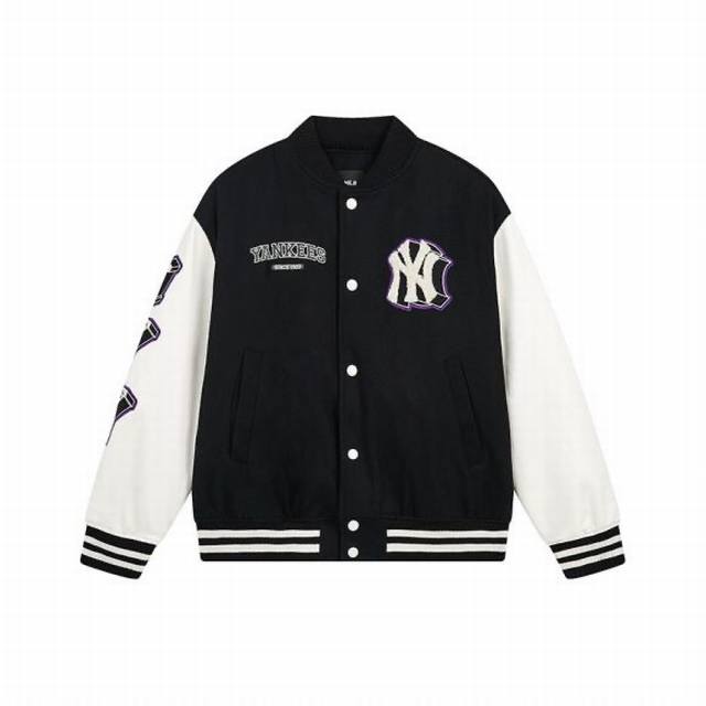 V823# Mlb官方 男女情侣学院风棒球服宽松休闲夹克外套23秋冬新款Jpv02 面料：高品质毛呢加棉棒球服 颜色：黑色 深绿色 尺码：S 建议120斤以内