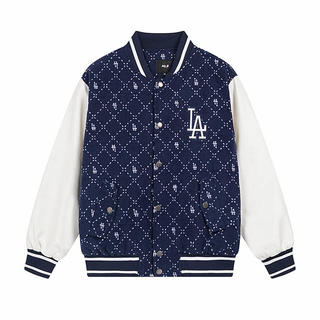 9902# Mlb官方男女情侣钻石老花夹克外套羊毛时尚棒球服秋季Jpm06 面料：高品质毛呢加棉棒球服 颜色：黑色 蓝色 尺码：S 建议120斤以内 M 建议1
