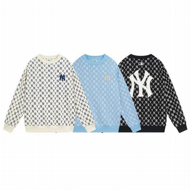 V832 Mlb官方 男女套头卫衣运动休闲老花圆领时尚春夏季Mtm03 面料：440克摇粒绒 颜色：黑色 奶油色 浅蓝色 码数：S 建议110斤以内 M 建议1