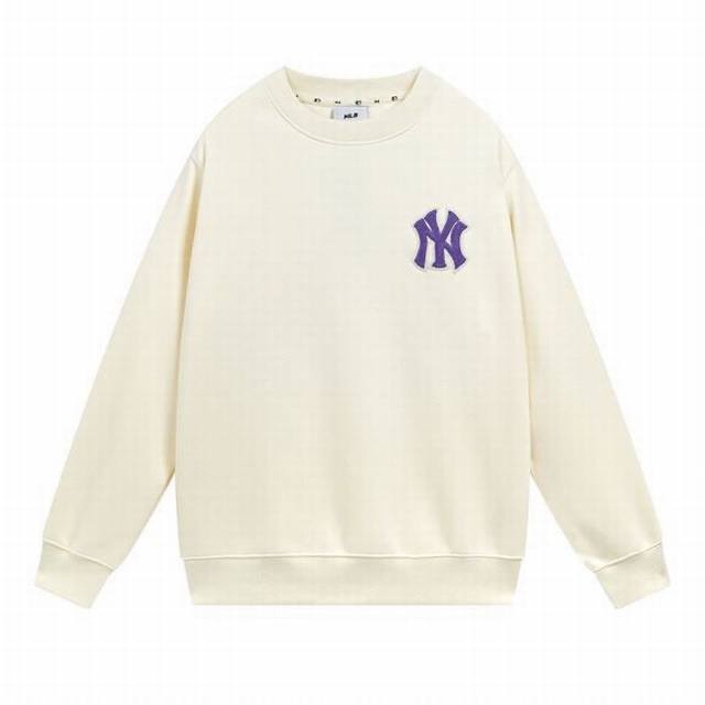 V830 Mlb官方 男女运动情侣款圆领套头休闲百搭卫衣腰果花春夏季Mti01 面料：一比一440克摇粒绒 颜色：深蓝色 奶油色 码数：S 建议110斤以内 M