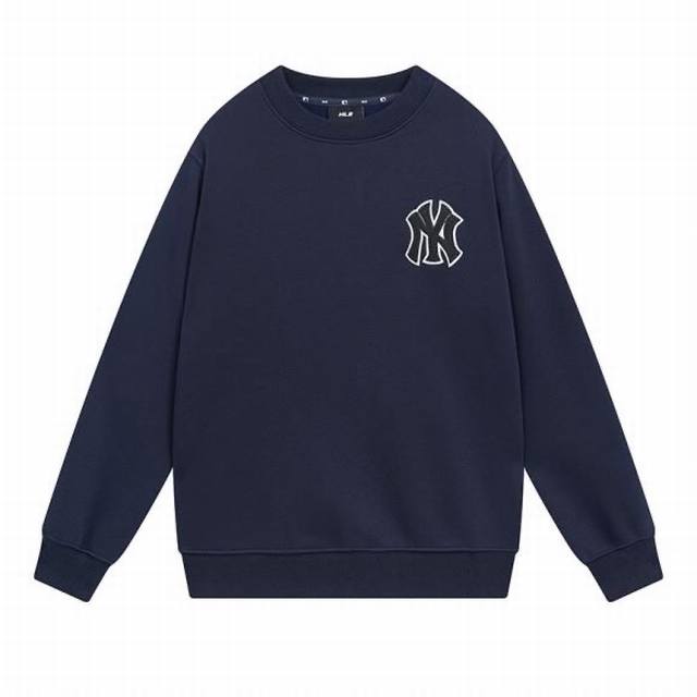 V830 Mlb官方 男女运动情侣款圆领套头休闲百搭卫衣腰果花春夏季Mti01 面料：一比一440克摇粒绒 颜色：深蓝色 奶油色 码数：S 建议110斤以内 M