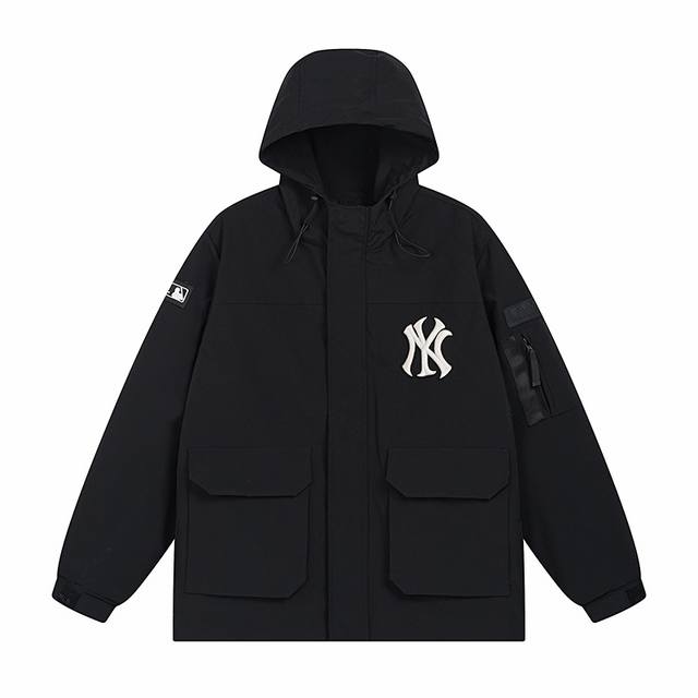 9912# Mlb经典韩国潮牌专柜正品23新款时尚连帽夹克户外冲锋衣3Awjb0134 颜色：黑色 藏青色 尺码：S 建议120斤以内 M 建议140斤以内 L