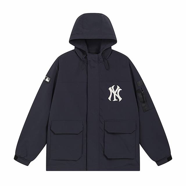 9912# Mlb经典韩国潮牌专柜正品23新款时尚连帽夹克户外冲锋衣3Awjb0134 颜色：黑色 藏青色 尺码：S 建议120斤以内 M 建议140斤以内 L