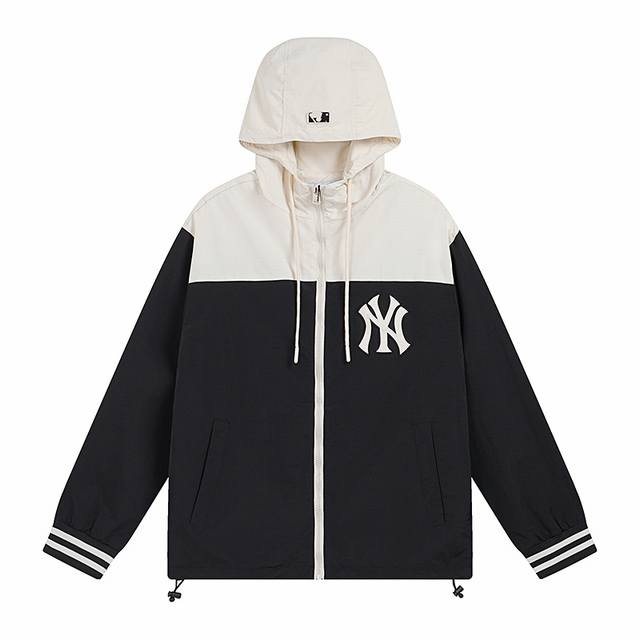 9910# Mlb官方 男女情侣学院风百搭夹克连帽休闲外套秋季Wjv01 面料：塔丝隆 颜色：黑色 蓝色 尺码：S 建议120斤以内 M 建议140斤以内 L