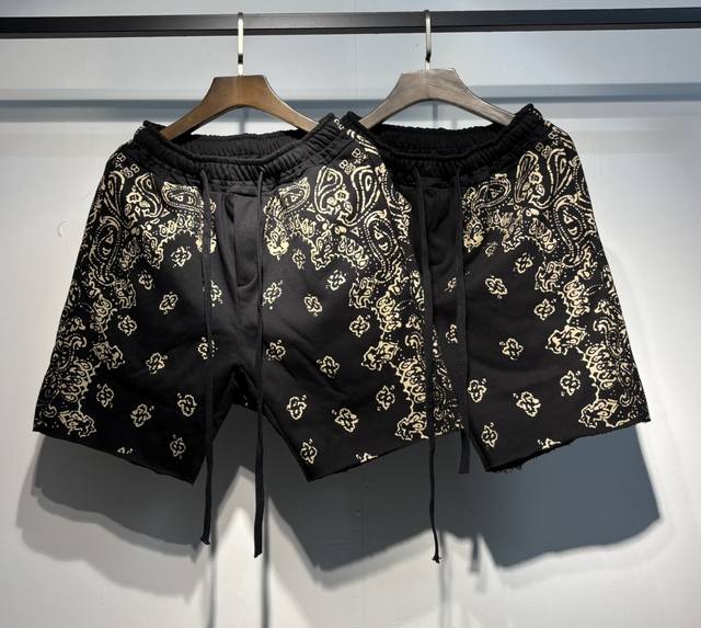 999款。 补货到 高品质360克毛圈纯棉腰果花Amiri短裤 S. M. L. Xl
