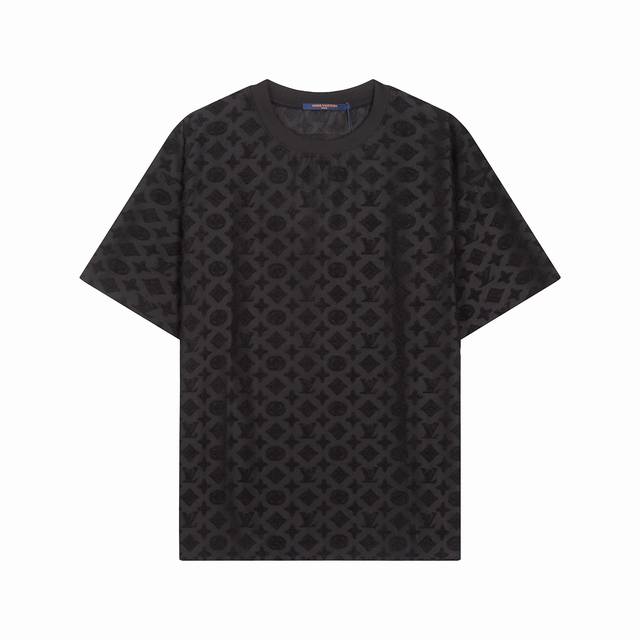 5221款，高端定制，独家最高品质版本L*家提花毛巾Logo圆领短袖T恤，采用独家定制提花针织工艺，定织定染同缸无色差罗纹，定制1:1辅料，三标齐全，Overs