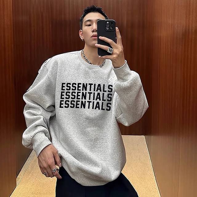 Fog-511# Fear Of God Fog 复线Essentials 弹幕美式硅胶印花圆领潮牌男女同款卫衣 高品质！原版定制面料，原厂品质！ 做工细节做到