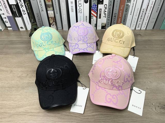 9722# #Gucci古驰硬顶棒球帽休闲鸭舌帽男女同款百搭帽子显脸小户外遮阳帽太阳帽# 可调节 颜色：卡其色 紫色 绿色 粉色 黑色