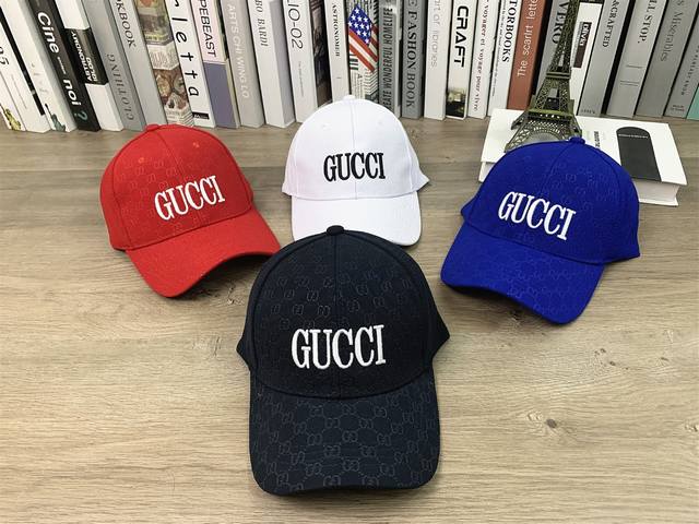 9707# #Gucci古驰硬顶棒球帽休闲鸭舌帽显脸小百搭帽子# 可调节 颜色：白色 红色 蓝色 藏青色