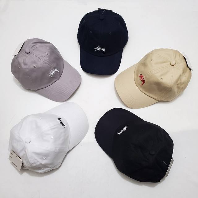 8020#Stussy#斯图西#思达西 小标刺绣经典款 鸭舌帽 太阳帽 棒球帽# 可调节 颜色：白色 浅紫色 藏蓝色 卡其色 黑色