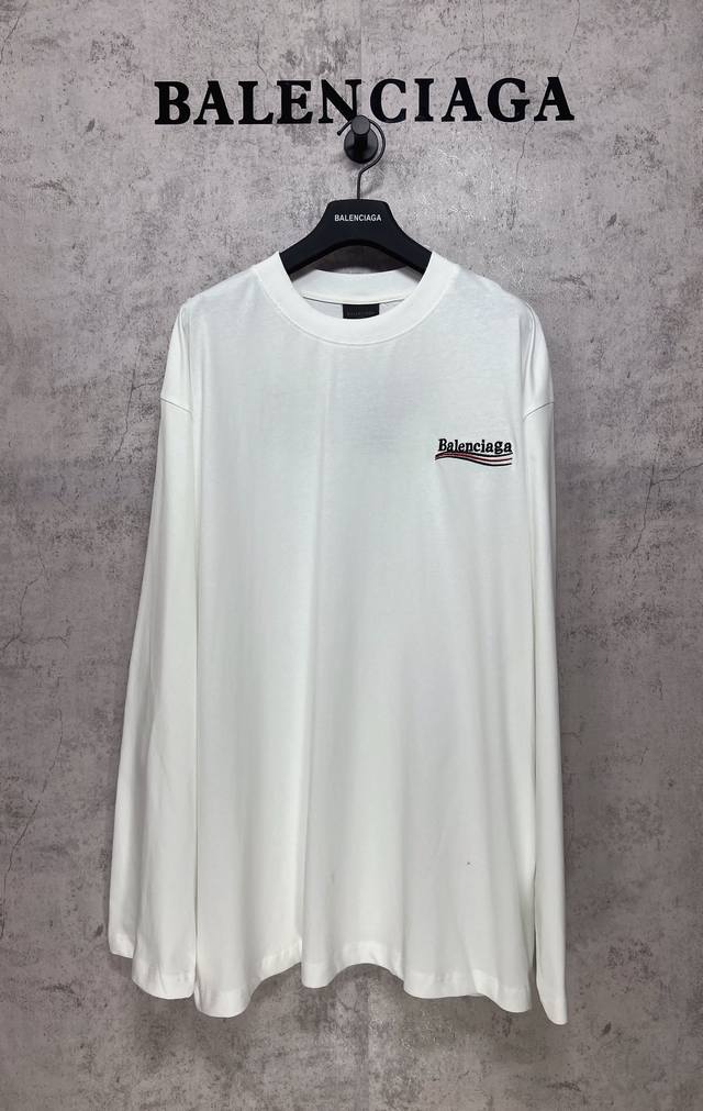 Balenciaga巴黎世家顶级版本1:1官网品质 可乐字母刺绣Logo长袖圆领T恤 刺绣区分：田岛的机器就是牛万针的刺绣 细节满满 还原正品细节真的是用尽心机