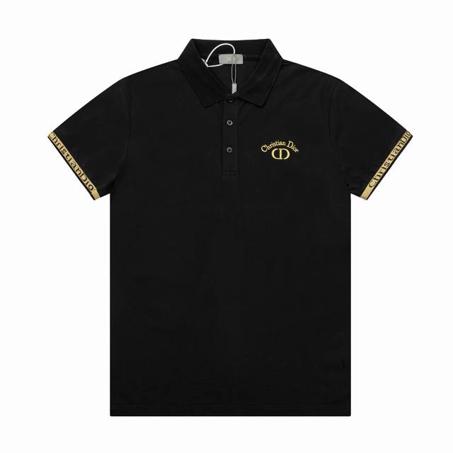 Dior夏季新款男士翻领Polo衫，侧胸金色刺绣字母标，细节到位，手感舒适 颜色：黑色，白色 码数：M--3Xl