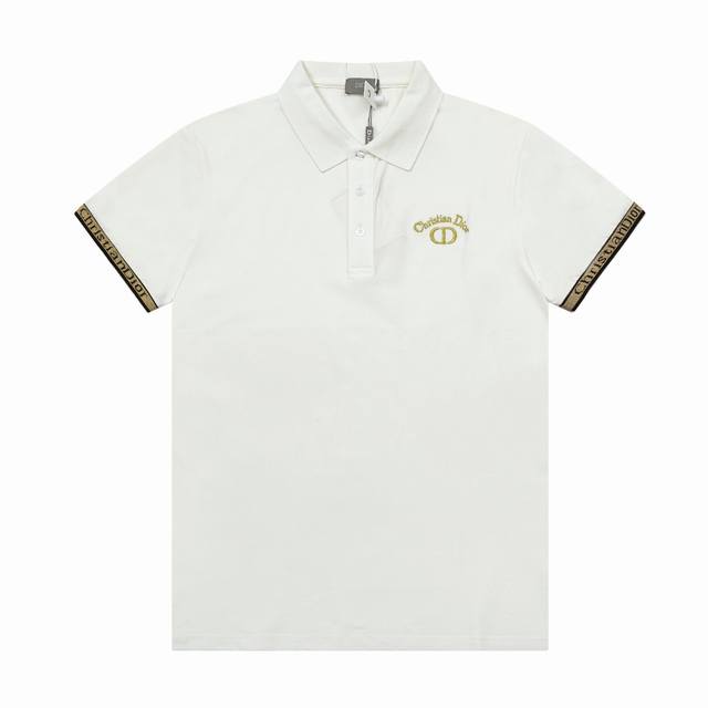 Dior夏季新款男士翻领Polo衫，侧胸金色刺绣字母标，细节到位，手感舒适 颜色：黑色，白色 码数：M--3Xl