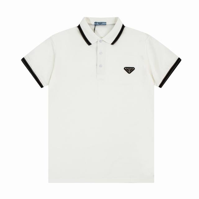Prad* 夏季新款男士翻领Polo，前胸经典款三角标，细节到位，手感舒适 黑色，白色 M--3Xl