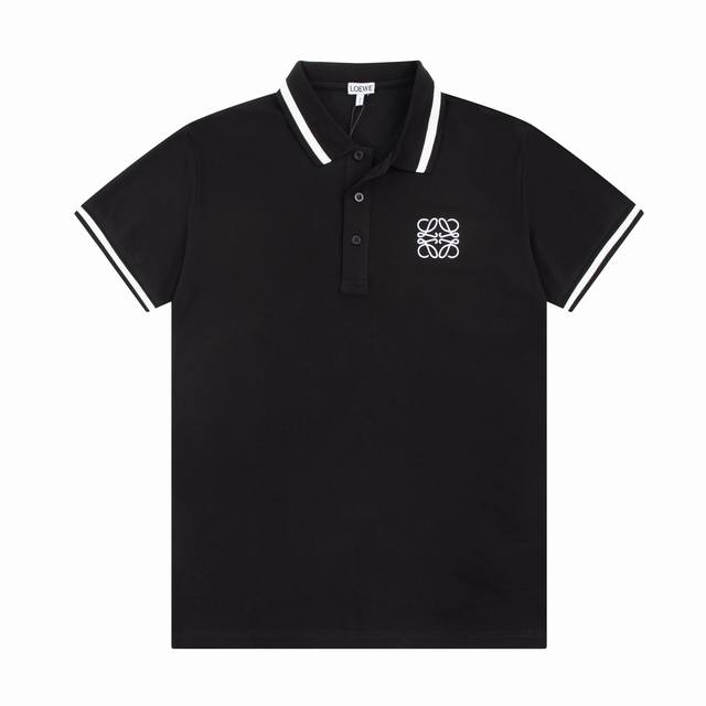 Loewe夏季新款翻领Polo衫新款 经典纯色刺绣Logo标识，定制字母标识纽扣，细节到位，手感舒适，配备用扣，三标齐全 颜色：黑色 白色 尺码：M-Xxxl
