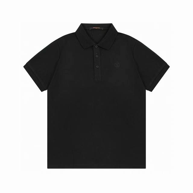 Lv男装经典领短袖纯棉Polo衫 M--3Xl 黑色，白色，宝蓝